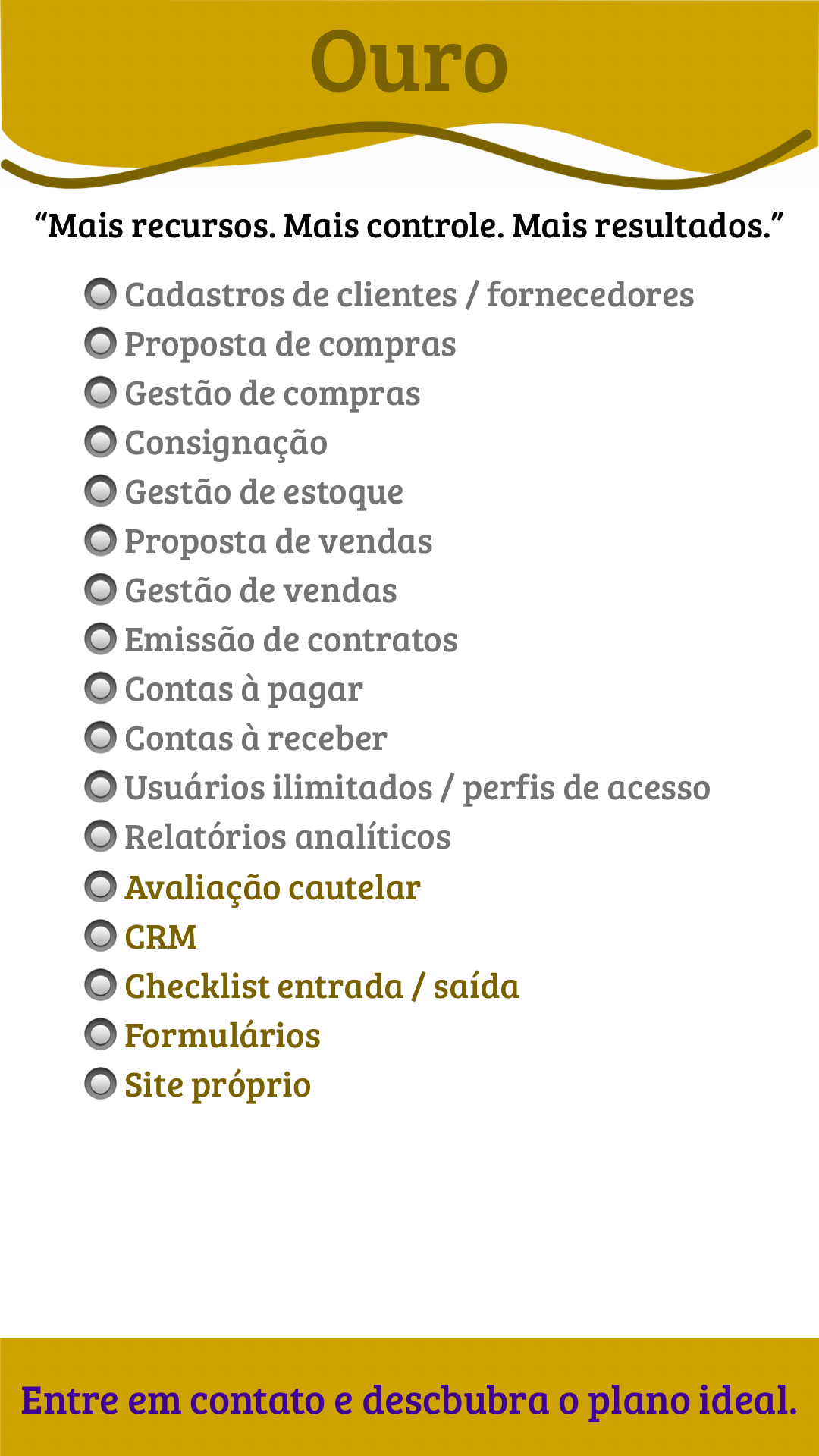 Plano Ouro sistema revenda veículos